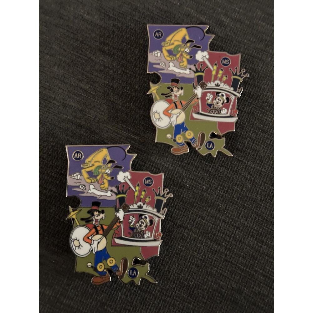 Disney American Adventure Mickey Pluto Goofy Arkansas/MS/LA Limited Release Pin